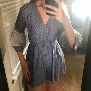 Gianni Bini Blue Striped  3/4 Sleeve Summer Romper